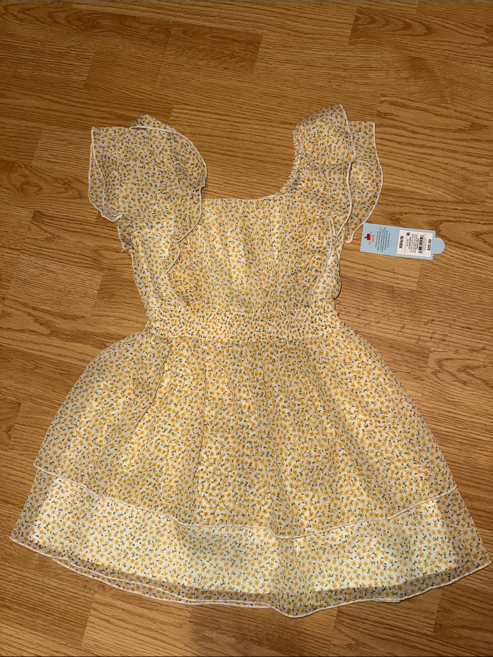 Cat & Jack Yellow Floral Ruffle-Sleeve Dress